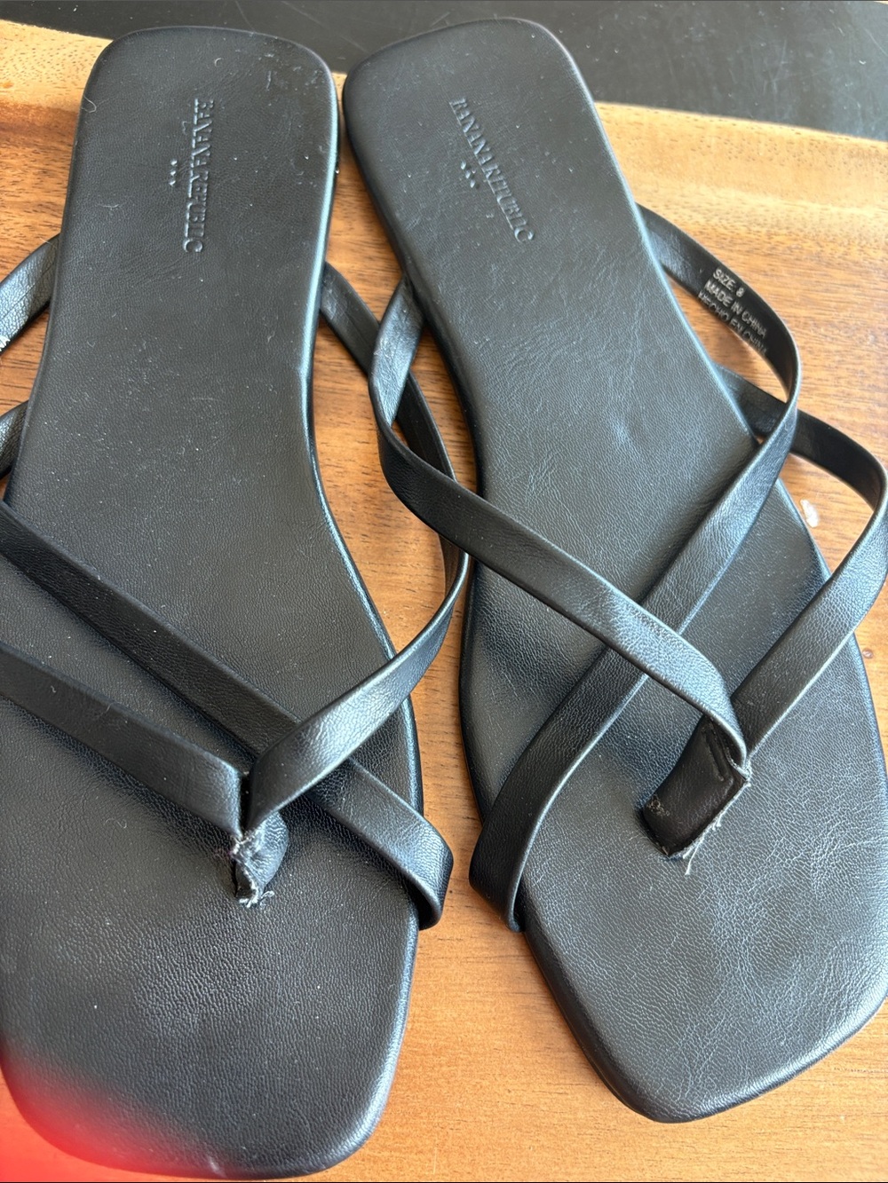 Banana Republic Black Strappy Square-Toe Slide Sandals